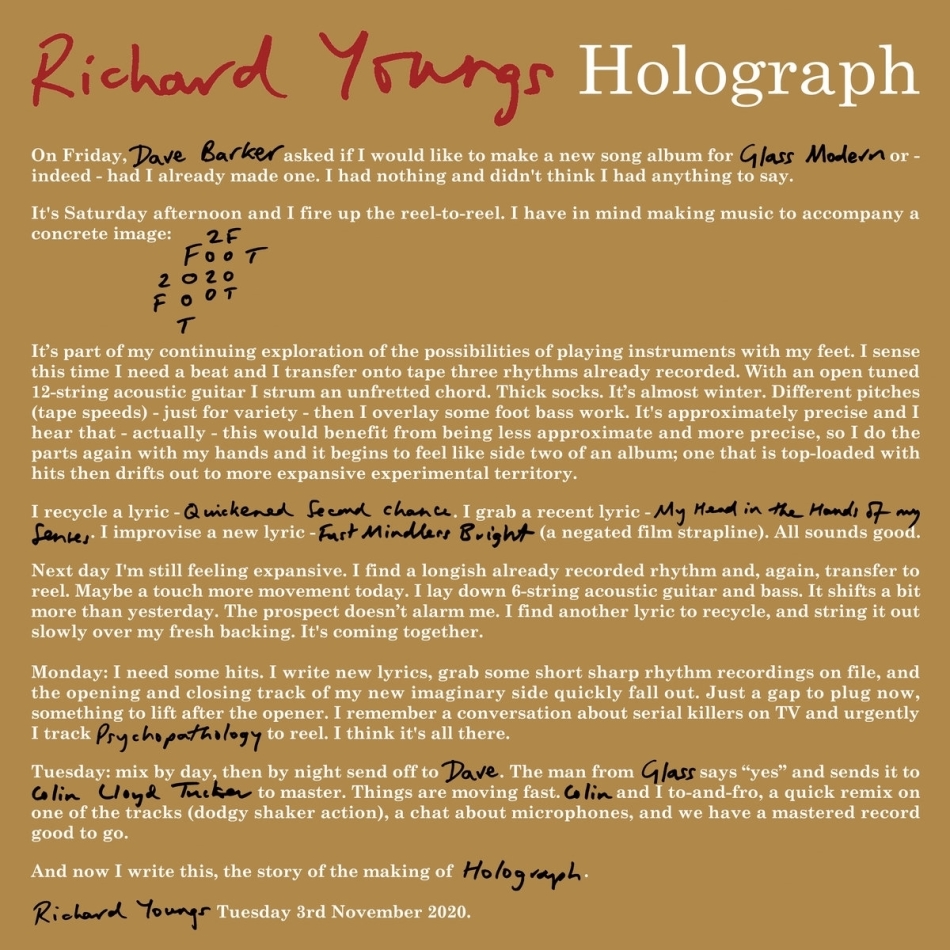 Richard Youngs - Holograph Dark Red Vinyl, LP