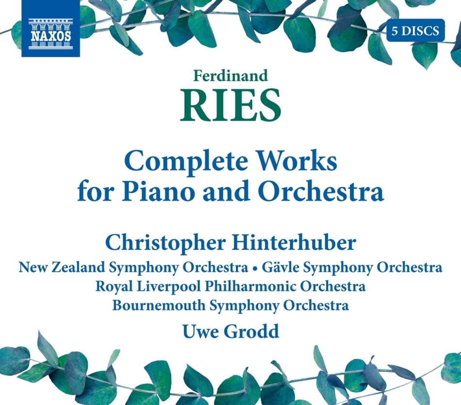 Ferdinand Ries, Uwe Grodd, Christopher Hinterhuber, The New Zealand Symphony Orchestra, Gävle Symphony Orchestra, … - Complete Works For Piano And Orchestra 5 CD