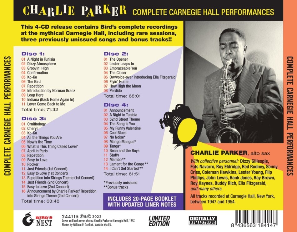 Charlie Parker - Complete Carnegie Hall Performances 4 CDs