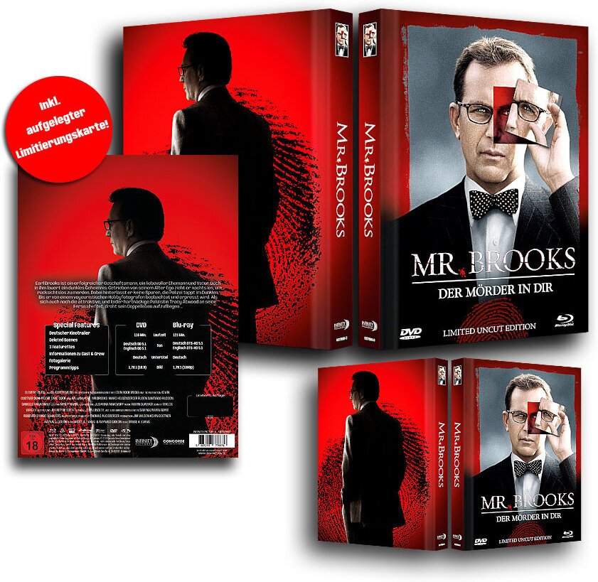 Mr. Brooks - Der Mörder in dir (2007) Cover B, Limited Edition, Mediabook, Uncut, Blu-ray + DVD