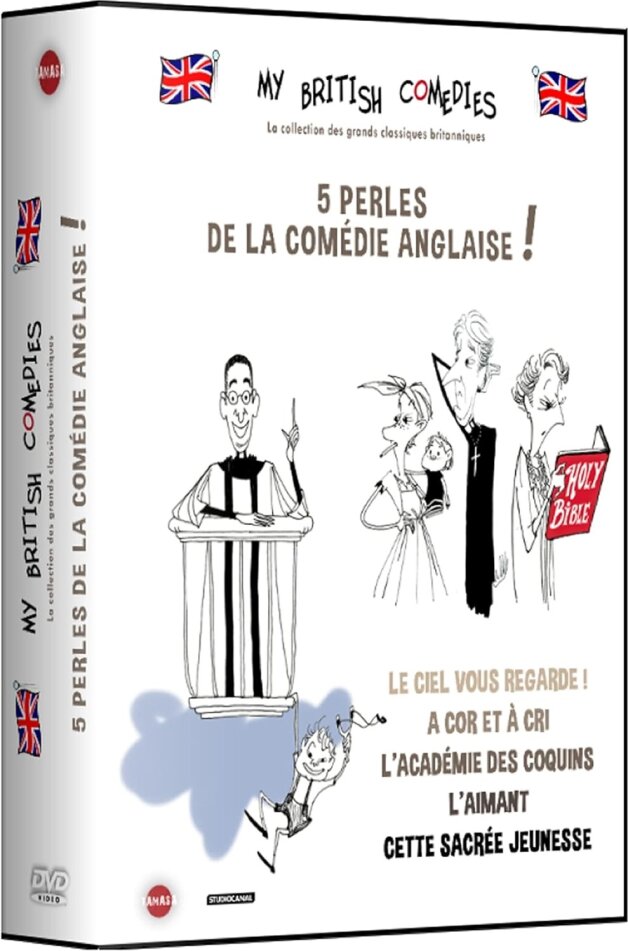My British Comedies - 5 perles de la comédie anglaise ! - Le ciel vous regarde ! / A cor et à cri / L'académie des coquins / L'aimant / Cette sacrée jeunesse 5 DVDs