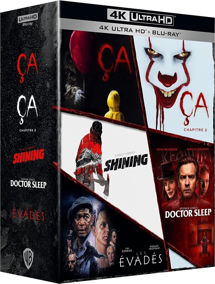 Stephen King - Ça - Chapitre 1 (2017) / Ça - Chapitre 2 (2019) / Doctor Sleep (2019) / Shining (1980) / Les Evadés (1995) 5 4K Ultra HDs + 8 Blu-rays