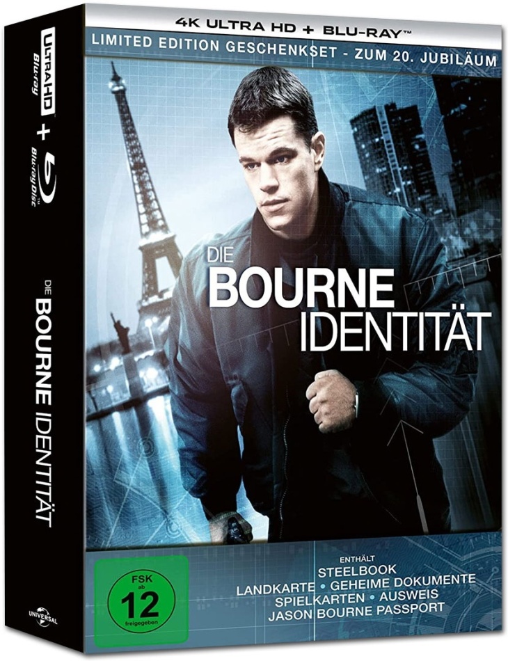 Die Bourne Identität (2002) 20th Anniversary Edition, Limited Edition, Steelbook, 4K Ultra HD + Blu-ray