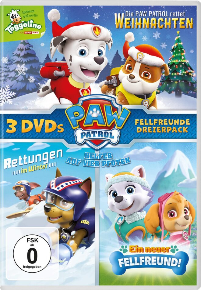 PAW Patrol - Helfer auf vier Pfoten: Fellfreunde Dreierpack - Die Paw Patrol rettet Weihnachten / Rettungen im Winter / Ein neuer Fellfreund! 3 DVDs