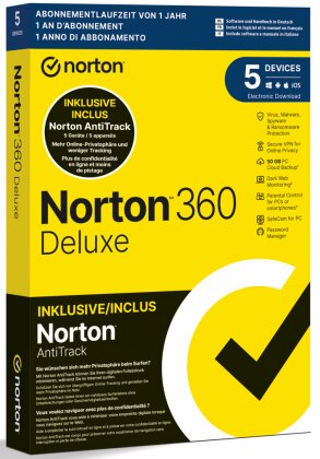 Norton 360 Deluxe 50GB + AntiTrack 5 Devices 12MO [PC/Mac/Android/iOS]