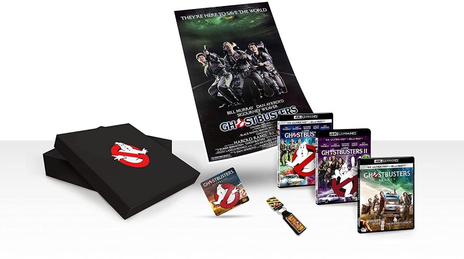 Ghostbusters (1984) / Ghostbusters 2 (1989) / Ghostbusters: Legacy (2021) + Goodies, Edizione Deluxe Limitata, 3 4K Ultra HDs + 3 Blu-ray