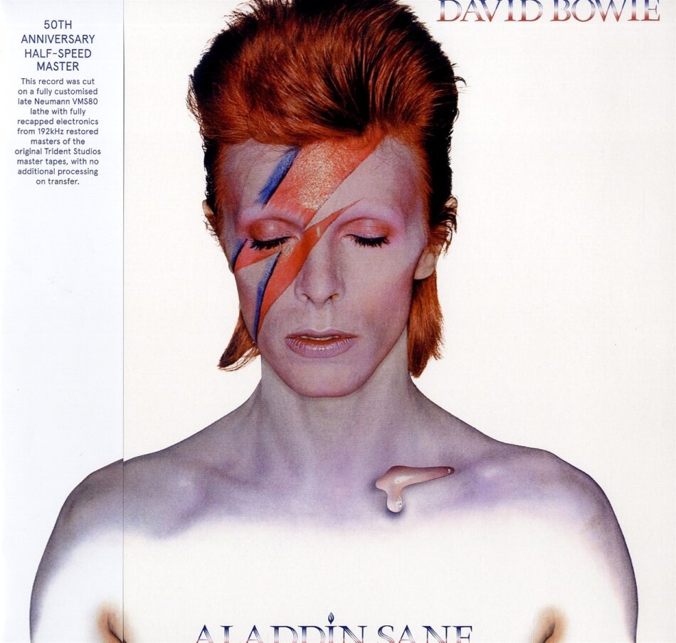 David Bowie - Aladdin Sane 2023 Reissue, 2013 Remaster, Black Vinyl, Half Speed Master, Edizione 50° Anniversario, LP