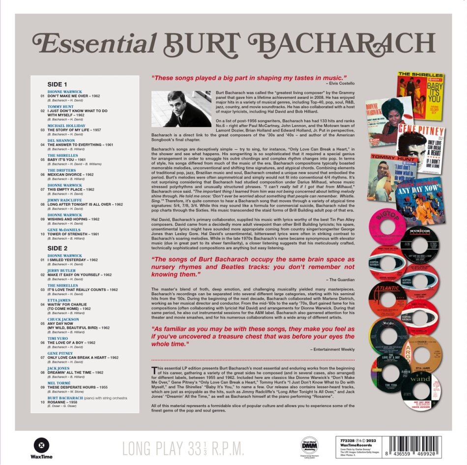 Burt Bacharach - Essential Recordings 2023 Reissue, Waxtime, LP