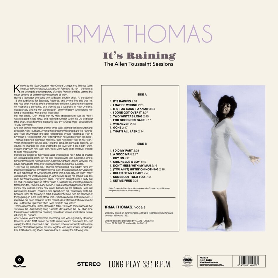 Irma Thomas - It's Raining - The Allen Toussaint Sessions LP