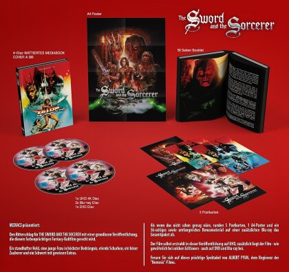 The Sword and the Sorcerer (1982) (Wattiert, Cover A, Limited Edition, Mediabook, 4K Ultra HD + 2 Blu-rays + DVD)
