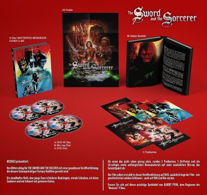 The Sword and the Sorcerer (1982) (Cover D, Wattiert, Limited Edition, Mediabook, 4K Ultra HD + 2 Blu-rays + DVD)