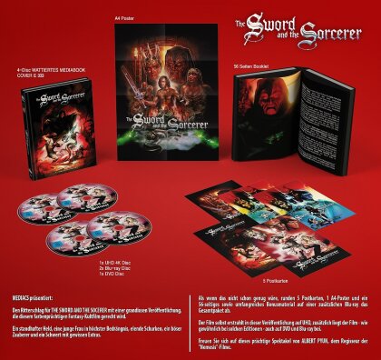 The Sword and the Sorcerer (1982) (Cover E, Wattiert, Limited Edition, Mediabook, 4K Ultra HD + 2 Blu-rays + DVD)