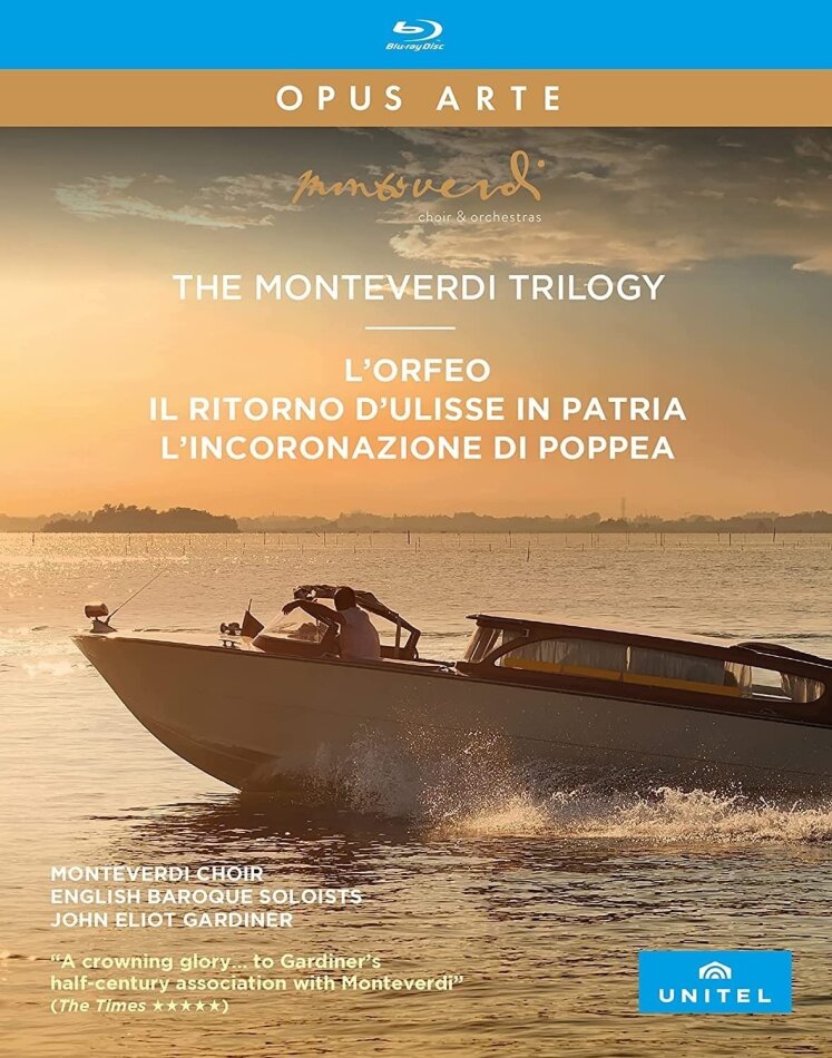 Monteverdi Choir, English Baroque Soloists, Krystian Adam & John Eliot Gardiner - The Monteverdi Trilogy - L'orfeo / Il ritorno d'Ulisse in patria / L'incoronazione di Poppea Opus Arte, 3 Blu-rays