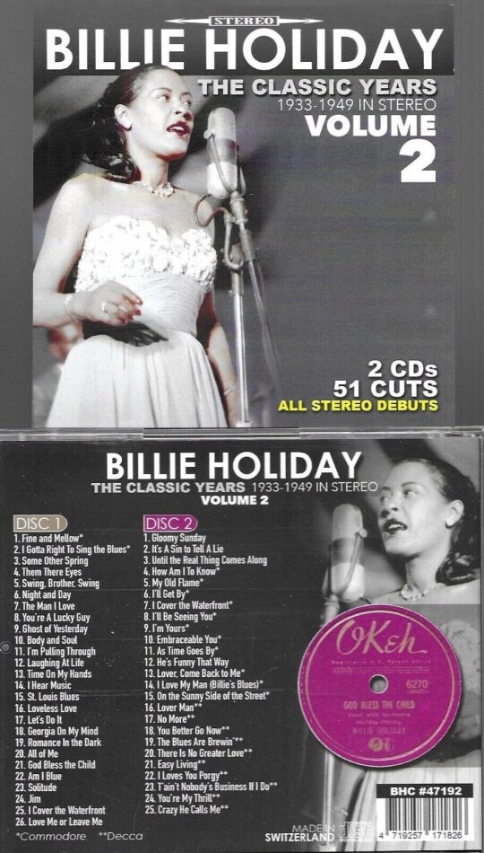 Billie Holiday - Classic Years In Stereo 1933-49 - Vol 2 2 CDs