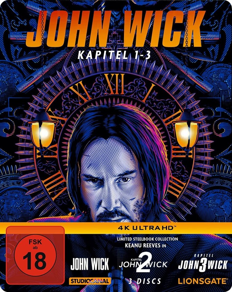 John Wick - Kapitel 1-3 Limited Edition, Steelbook, 3 4K Ultra HDs