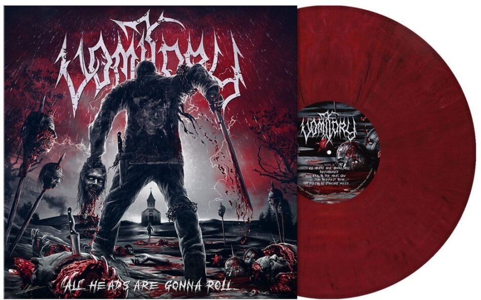 Vomitory - All Heads Are Gonna Roll Poster, Limited Edition, crimson red marbled vinyl, LP + Digital Copy