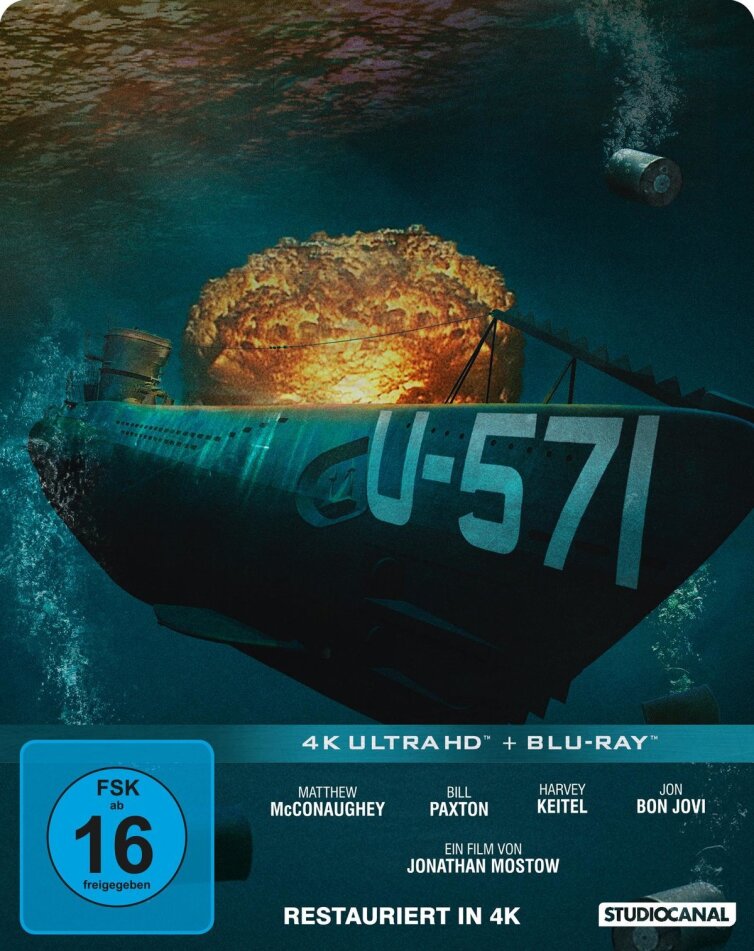 U-571 (2000) Édition Limitée, Version Restaurée, Steelbook, 4K Ultra HD + Blu-ray