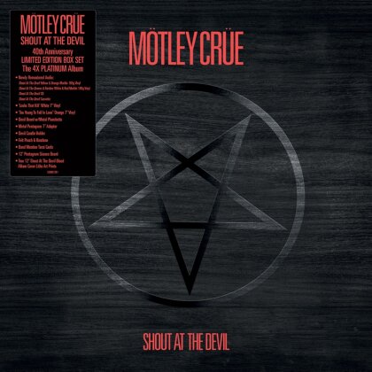 M&ouml;tley Cr&uuml;e - Shout At The Devil (2023 Reissue, BMG Rights Management, Boxset, &Eacute;dition 40&egrave;me Anniversaire, Yellow/Orange/Red/White Vinyl, 2 LP + CD + Cassette audio + 2 7" Singles)