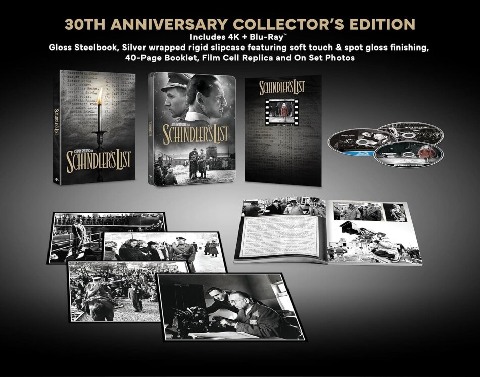 Schindler's List (1993) b/w, Limited Collector's Edition, Steelbook, 4K Ultra HD + 2 Blu-rays