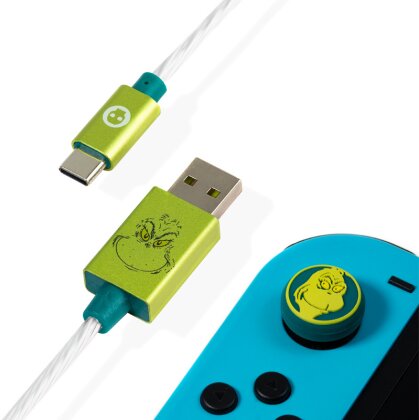 Numskull - Le Grinch - Câble de charge LED USB-C et poignées de pouce pour Xbox Series S/X, PS5 et Nintendo Switch, Switch Lite, Switch OLED