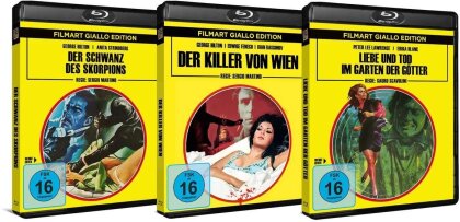 Der Schwanz des Skorpions (1971) / Der Killer von Wien (1971) / Liebe und Tod im Garten der Götter (1972) (Filmart Giallo Edition, Bundle, Limited Edition, Uncut, 3 Blu-rays)