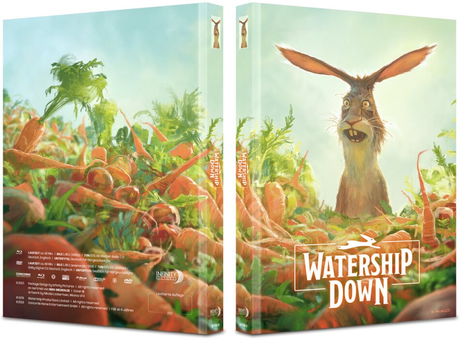 Watership Down (1978) Cover B, Édition Limitée, Mediabook, Blu-ray + DVD