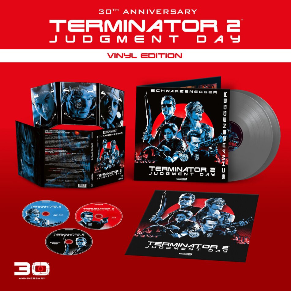Terminator 2 (1991) Digipack, 30th Anniversary Edition, Extended Edition, Cinema Version, Limited Edition, 4K Ultra HD + Blu-ray 3D + Blu-ray + 2 LPs