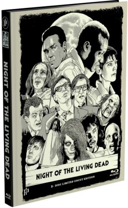 Night of the Living Dead (1968) (Cover B, Edizione Limitata, Mediabook, Uncut, Blu-ray + DVD)