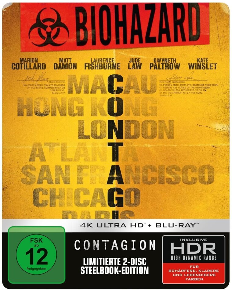 Contagion (2011) Limited Edition, Steelbook, 4K Ultra HD + Blu-ray