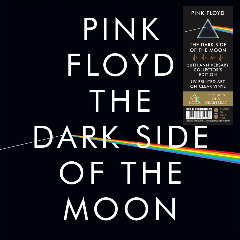 Pink Floyd - Dark Side Of The Moon Single Sided Set, Limited Collectors Edition UV Vinyl , 2024 Reissue, 2023 Remaster, EU Pressing, Edizione 50° Anniversario, UV Printed Clear Vinyl, 2 LP