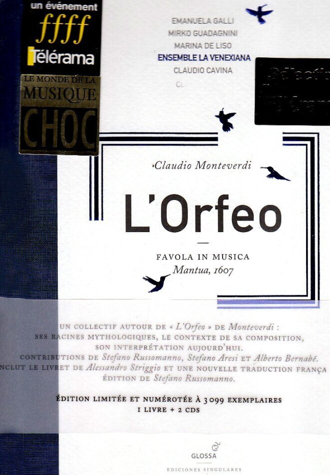 La Venexiana, Guadagnini, Claudio Monteverdi (1567-1643) & Claudio Cavina - L'Orfeo 2 CDs + Book