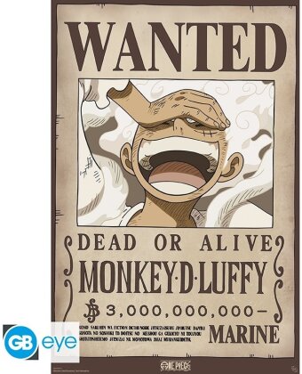 Poster - Wanted Luffy Wano - One Piece - roulé filmé - 91.5 cm