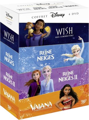 Wish - Asha et la Bonne &eacute;toile (2023) / La Reine des neiges (2013) / La Reine des neiges 2 (2019) / Vaiana, la l&eacute;gende du bout du monde (2016) (Box, 4 DVDs)
