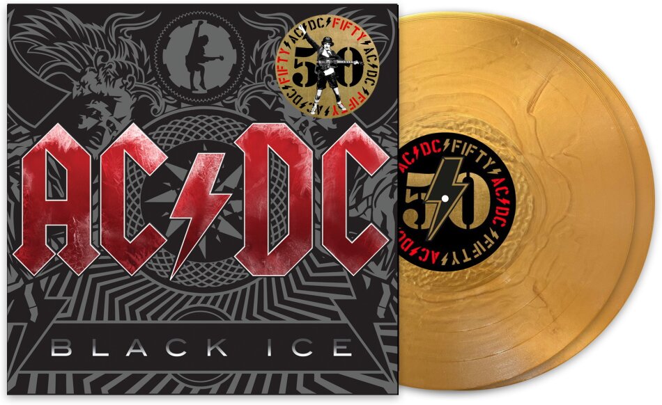 AC/DC - Black Ice 2024 Reissue, 50 Years Of Rock And Roll, Sony, Gold Nugget Vinyl, 2 LPs