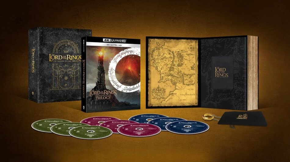 The Lord of the Rings 1-3 - The Motion Picture Trilogy One Ring Giftbox, Extended Edition, Cinema Version, Limited Collector's Edition, 9 4K Ultra HDs