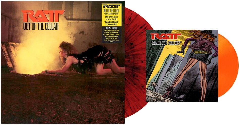 Ratt - Out Of The Cellar 2024 Reissue, BMG Rights Management, 40th Anniversary Edition, Red & Black Splatter Vinyl, LP + 7" Single