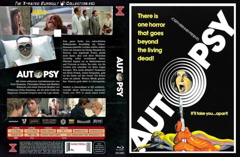 Autopsy (1975) The X-Rated Eurocult Collection, Cover C, Limited Edition, Mediabook, Blu-ray + DVD