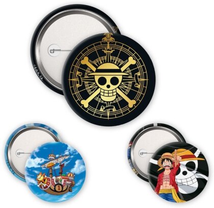 Pack de 3 Badges - Skull & Luffy - One Piece - 3 cm