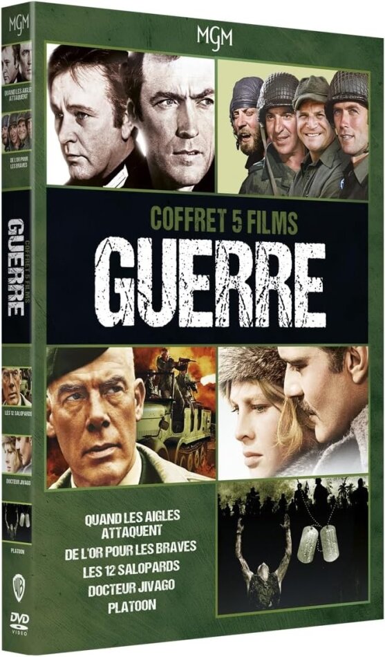 Coffret 5 Films Guerre - Quand les aigles attaquent / De l’or pour les braves / Les douze salopards / Le Docteur Jivago / Platoon 5 DVD