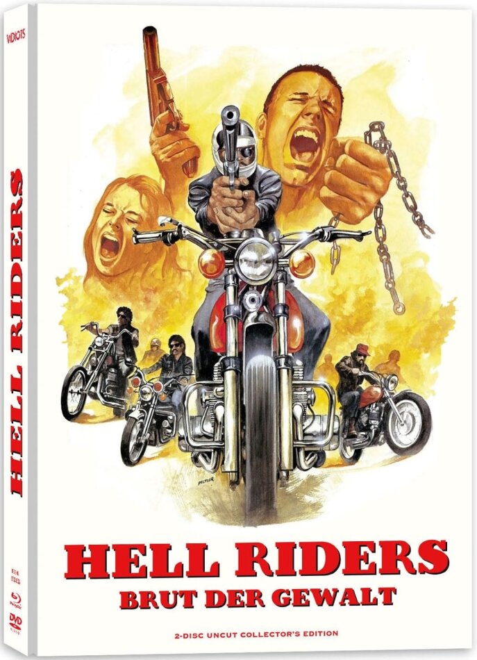 Hell Riders - Brut der Gewalt (1984) Cover B, Limited Edition, Mediabook, Uncut, Blu-ray + DVD