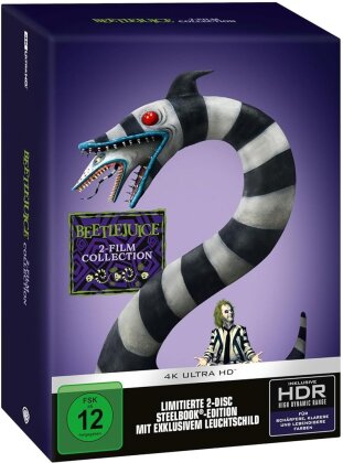 Beetlejuice (1988) / Beetlejuice Beetlejuice (2024) - Inklusive Leuchtschild (Limited Collector's Edition, Steelbook, 2 4K Ultra HDs)