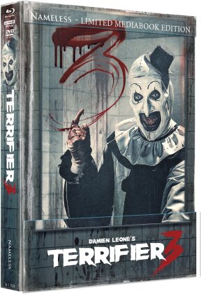 Terrifier 3 (2024) (Cover E, Wattiert, Limited Edition, Mediabook, 4K Ultra HD + Blu-ray + DVD)