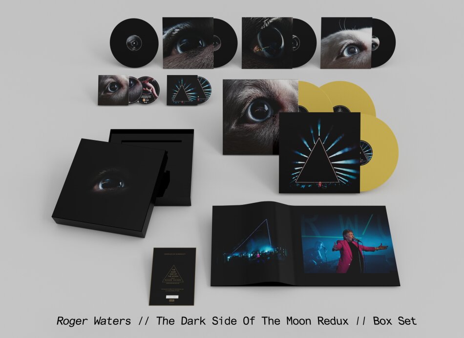 Roger Waters - Dark Side of the Moon Redux Deluxe Boxset, 3 LPs + 4 10" Maxis + 2 CDs + Blu-ray + Book