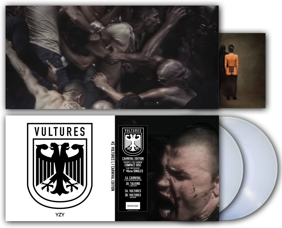 Ye (Kanye West) & Ty Dolla Sign - Vultures 1 Carnival Edition, Gatefold, Limited To 300 Copies, Clear Vinyl, 2 7" Singles + CD