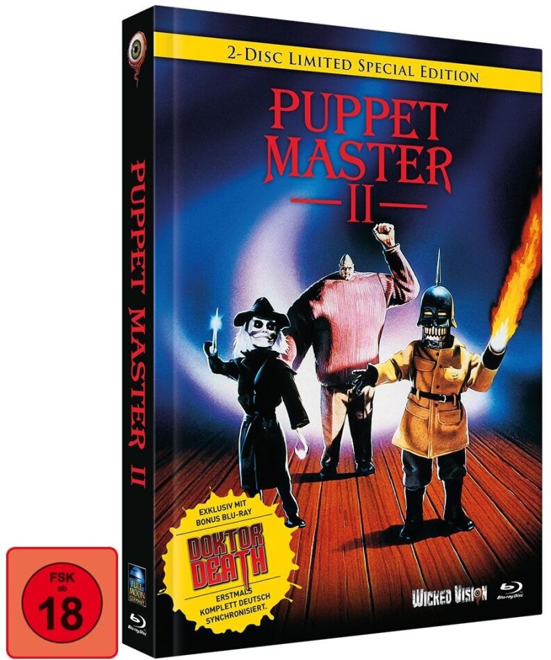 Puppet Master 2 (1990) Cover B, Limited Special Edition, Mediabook, 2 Blu-rays