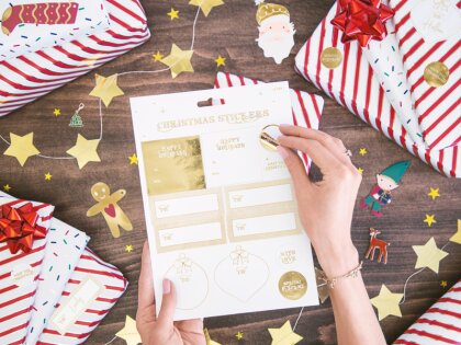 Weihnachtssticker Gold 10er Set