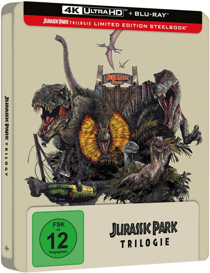 Jurassic Park Trilogie Limited Edition, Steelbook, 3 4K Ultra HDs + 3 Blu-rays