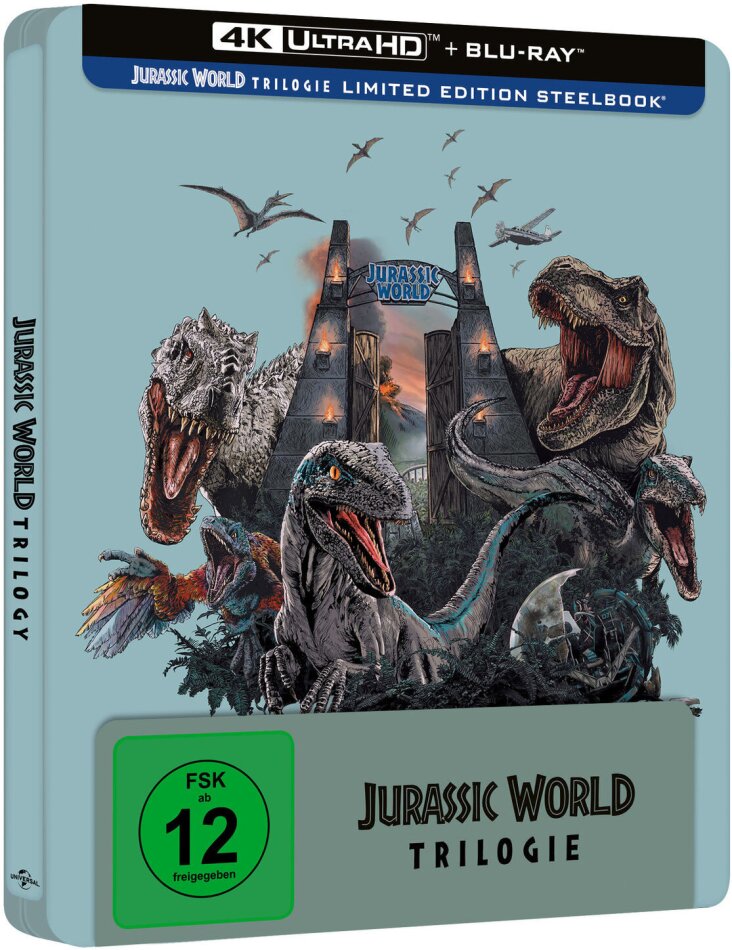 Jurassic World Trilogie Limited Edition, Steelbook, 3 4K Ultra HDs + 3 Blu-rays