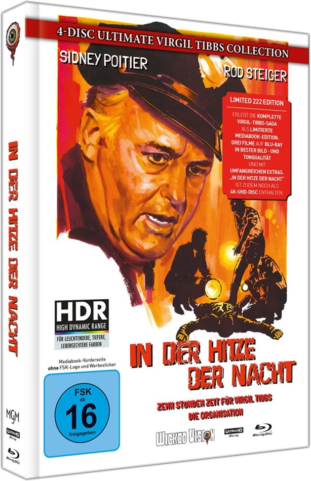 In der Hitze der Nacht (1967) Cover B, Ultimate Virgil Tibbs Collection, Édition Limitée, Mediabook, 4K Ultra HD + 3 Blu-ray