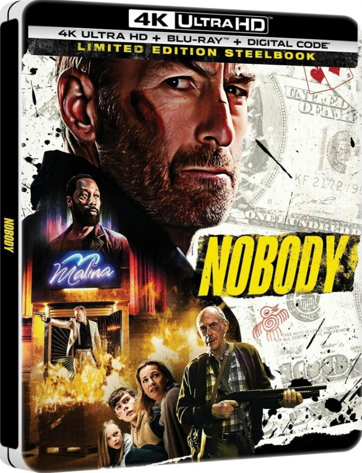 Nobody (2021) Édition Limitée, Steelbook, 4K Ultra HD + Blu-ray